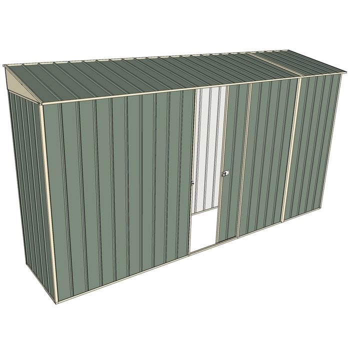 Build-a-Shed 0.8 x 3.7 x 2m Skillion Single Sliding Side Door Shed - Green