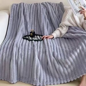 CottonMore Light weight soft corduroy thin blanket throw rug 180x200cm - Purple
