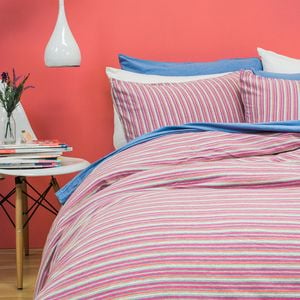 Bambury Double Bed Bedt Quilt Cover Set Dahlia Stripe (Pink) Knitted