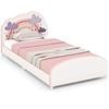 Costway Kids Twin Size Bed Frame Wood Upholstered Platform