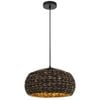 Telbix Antera Modern Pendant Hanging Lamp Light Metal Water Hyacinth Black Natural Matte