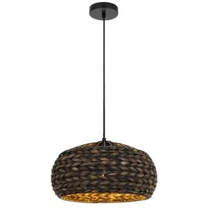 Telbix Antera Modern Pendant Hanging Lamp Light Metal Water Hyacinth Black Natural Matte