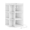 Costway 3-Tier Corner Cabinet Wooden Corner Bookshelf Cube Storage Organizer w/Charging Station-White