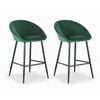 2x Artiss Bar Stools Kitchen Dining Tub Velvet Green