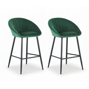 2x Artiss Bar Stools Kitchen Dining Tub Velvet Green