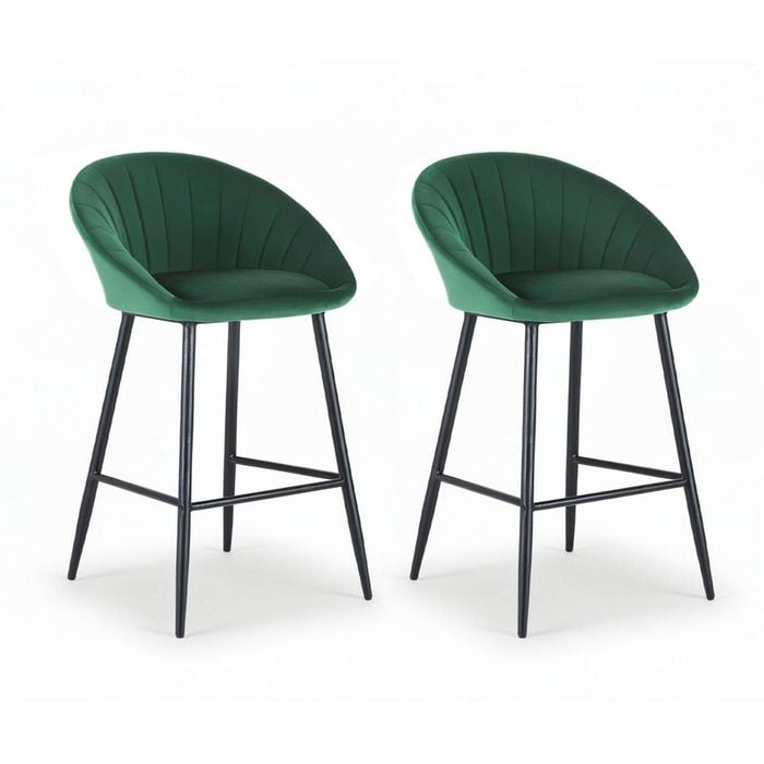 2x Artiss Bar Stools Kitchen Dining Tub Velvet Green