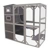 Flylline Walk In Wooden Cat Townhouse Kitten Ferret Enclosure Cage House Cat Cage