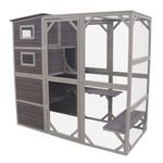 Flylline Walk In Wooden Cat Townhouse Kitten Ferret Enclosure Cage House Cat Cage