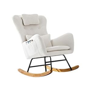 Oikiture Rocking Chair Nursing Armchair Sherpa White