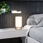 Verve Design Satin Nickel Base With White Shade Table Lamp - Twin Pack