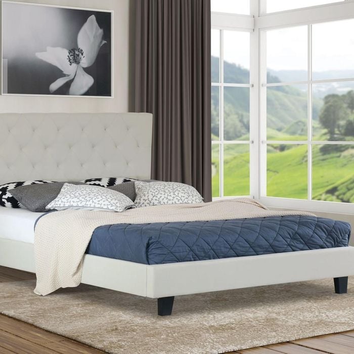 Istyle Chester Queen Bed Frame Fabric Cream