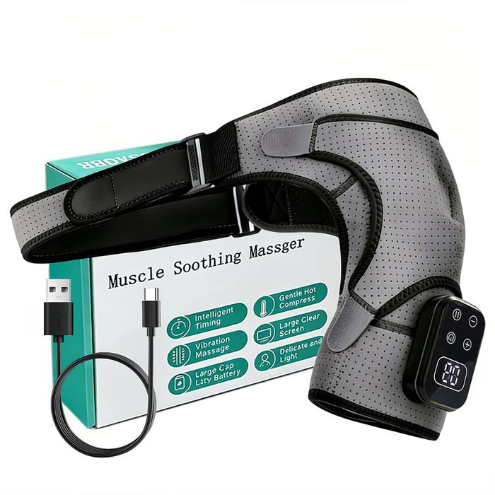 Catzon Cordless Portable Shoulder Heating Pad Massager 5 Vibration Modes-grey