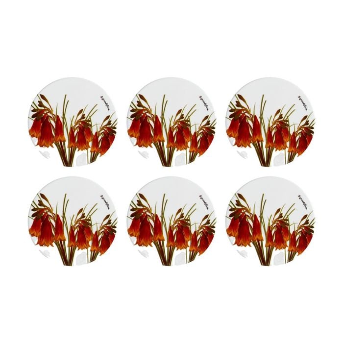 6pk Maxwell & Williams Royal Botanic Garden Ceramic Coaster 9.5cm Xmas Bells