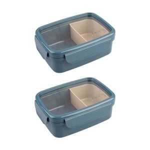 2pk Melii Bento Lunch Box Container W/ Removable Insert Blue Mint 880ml
