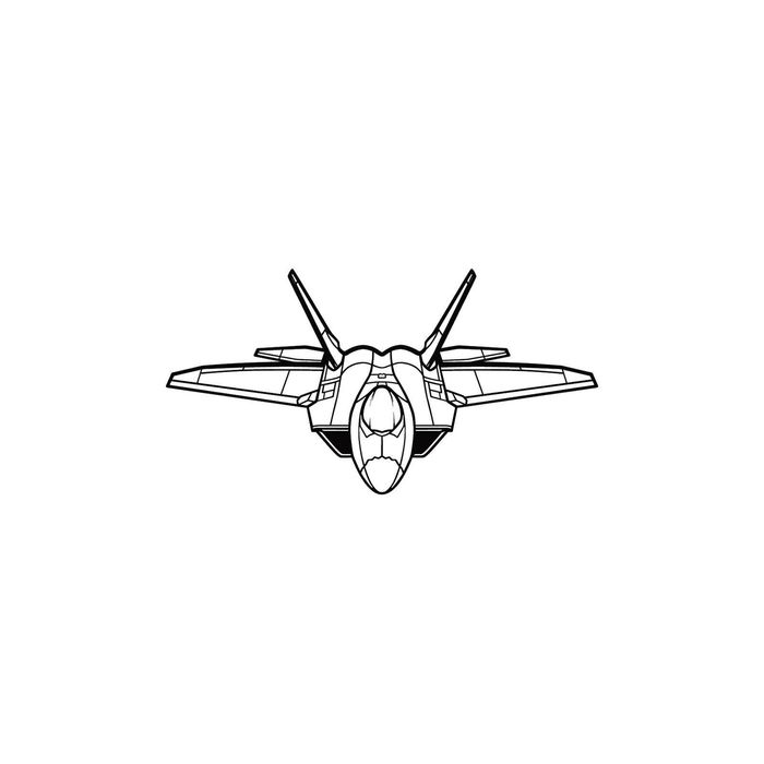 Ignite Laser Lockheed Martin F-22 Raptor - Stealth Multirole Fighter Silhouette Metal Wall Art Coated Black 23.6 inch - 60 cm