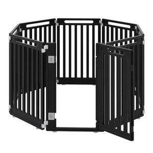 Costway Dog Pet Fence 8 Panels Portable Exercise Play Pen w/Door Lock-Black