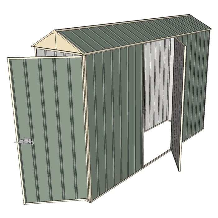Build-a-Shed 0.8 x 3 x 2.1m Gable Single Hinged Door Shed with Single Hinged Side Door - Green