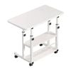 Catzon 80x40cm 3-tier Mobile Overbed Table With Wheels Height Adjustable-warm White