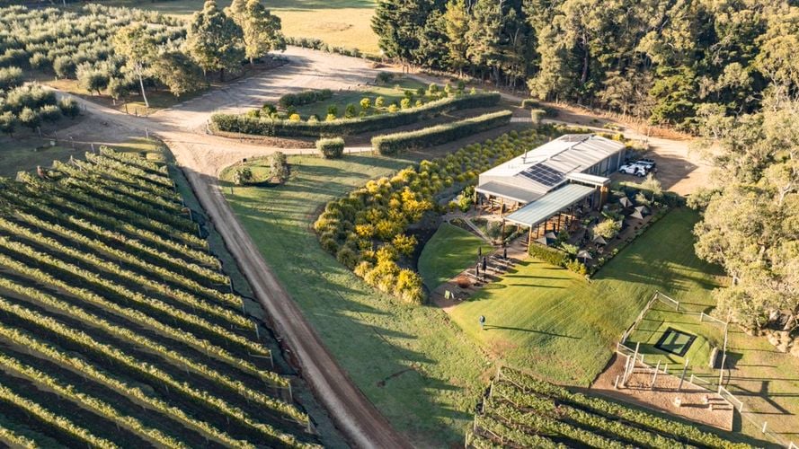 drone shot of a farm