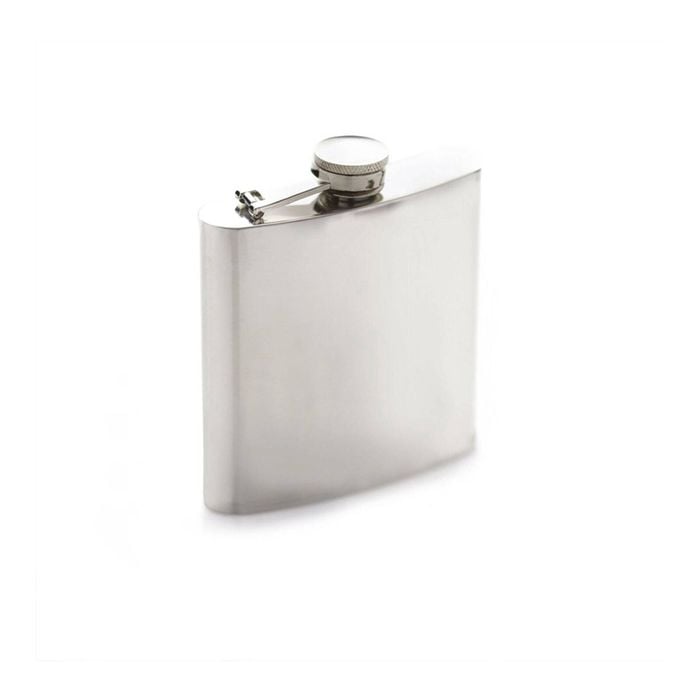 BarCraft Polished Stainless Steel 170ml Hip Flask - Silver
