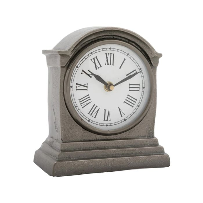 SSH COLLECTION Hutt Small Table Clock with Round White Face - Black Nickel
