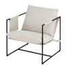 Advwin Lounge Chair Sling Accent Armchair with Upholstered Cushions & Side Pocket Beige