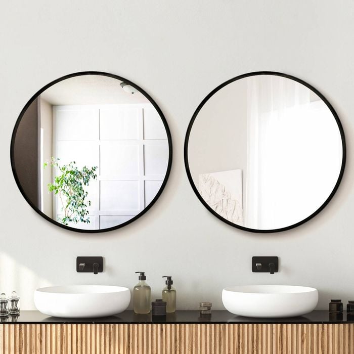 Embellir Wall Mirror Round 80cm Black Set of 2