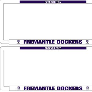 AFL Car Number Plate Frame Set Of Two - Fremantle Dockers - Front/Back