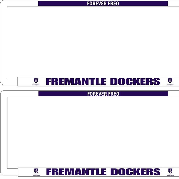 AFL Car Number Plate Frame Set Of Two - Fremantle Dockers - Front/Back