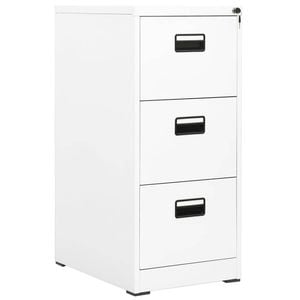 vidaXL Filing Cabinet White Steel Home Office File Storage Cabinet Furniture