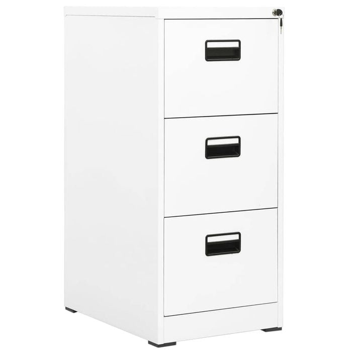 vidaXL Filing Cabinet White Steel Home Office File Storage Cabinet Furniture