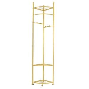 P&P Gold Freestanding Coat Rack with Shelves & Hooks
