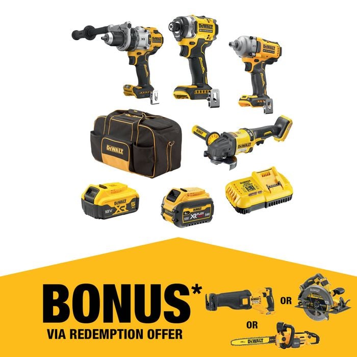 DeWALT 18V/54V XR Mixed Voltage 4 Piece Combo Kit - 5.0Ah/6.0Ah DCZ407P1T1-XE