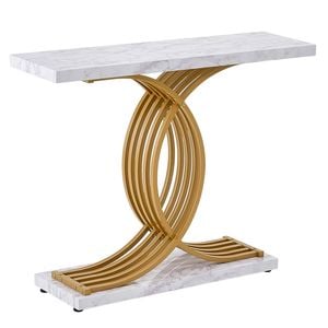 Vevor 100 Cm Narrow Console Sofa Table Gold White 1 Tier With Metal Frame For Entryway