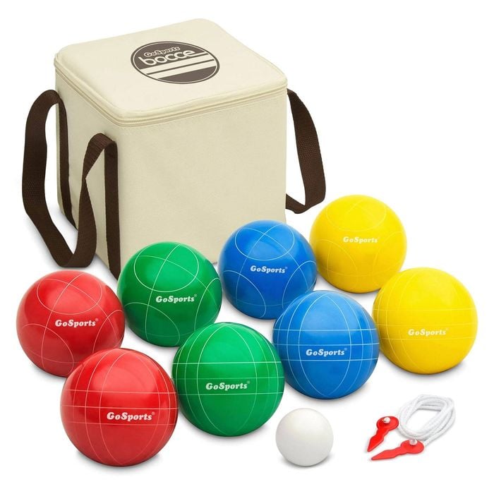 Backyard Bocce Set With 90mm Resin Balls, Pallino, Case And Measuring Rope