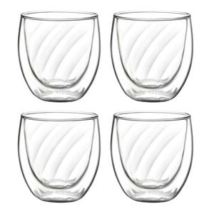 4pc Coffee Culture Eliza 250ml Swirl Double Wall Beverage Glass Set Clear