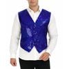 S Sequin Vest Waistcoat Disco Sparkle Costume Dance Party One Size Blue