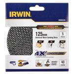 Irwin 125mm 40 Grit Orbital Sanding Disc - 5 Pack