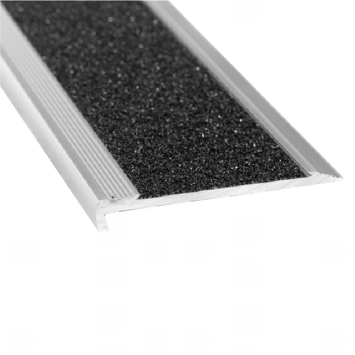 Duratac 1500mm Clear Aluminum with Black Carborundum Insert & Countersunk Holes Stair Nosing
