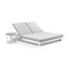 Santorini Double Sun Lounge Round Side Table White & Olefin Grey Cushions