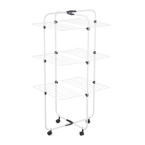Practa White 3 Tier Clothes Airer With Castors