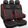 Catzon Car Seat Covers Full Set Shining Diamond Faux Leather Universal For Suvs Pickup-red