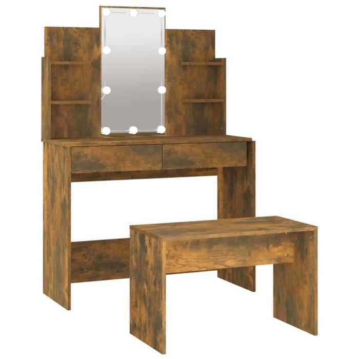 vidaXL Dressing Table Set with LED Makeup Desk