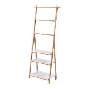 Takara Kusa 3-tier Natural Bamboo Shelf & Rack Natural And White Bathroom Organiser 52.5x30x152cm
