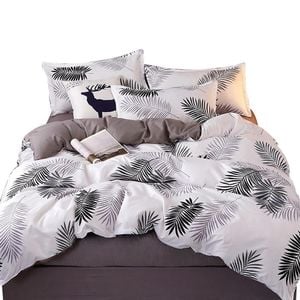 4pcs Palm Leaves Pattern Aloe Cotton Bedding Set (Double)