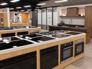 Kitchen appliances display in showroom