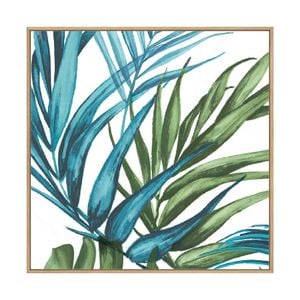 Artey | Palm Leaves II - Framed Canvas - Natural Frame - 100 x 100cm