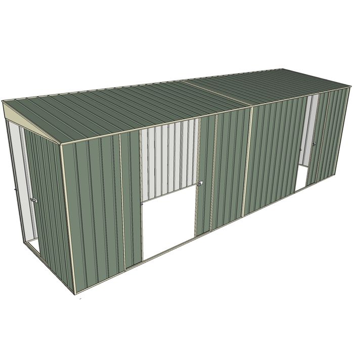 Build-a-Shed 1.5 x 6 x 2m Skillion Double and Single Sliding Side Doors Shed - Green