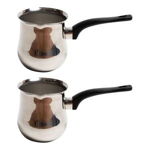 2PK Coffee Culture Stainless Steel 520ml Stovetop Turkish Coffee Pot Silver