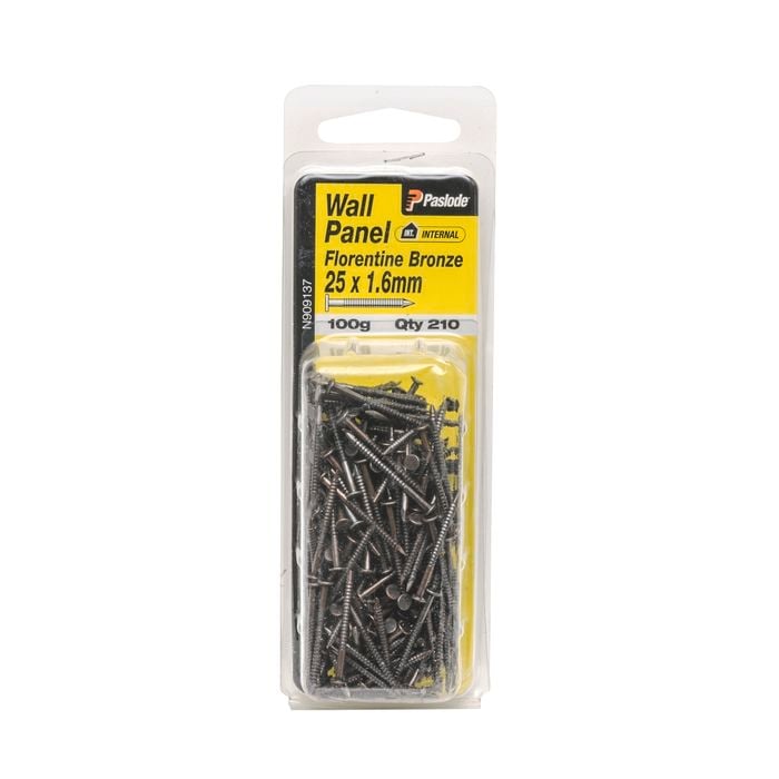 Paslode 25 x 1.6mm 100g Florentine Bronze Wallpanel Nails - 210 Pack